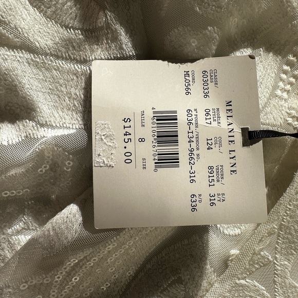 HOLIDAY ready NWT Melanie Lyne fringe sequin lined white sleeveless top size 8 - Picture 13 of 14